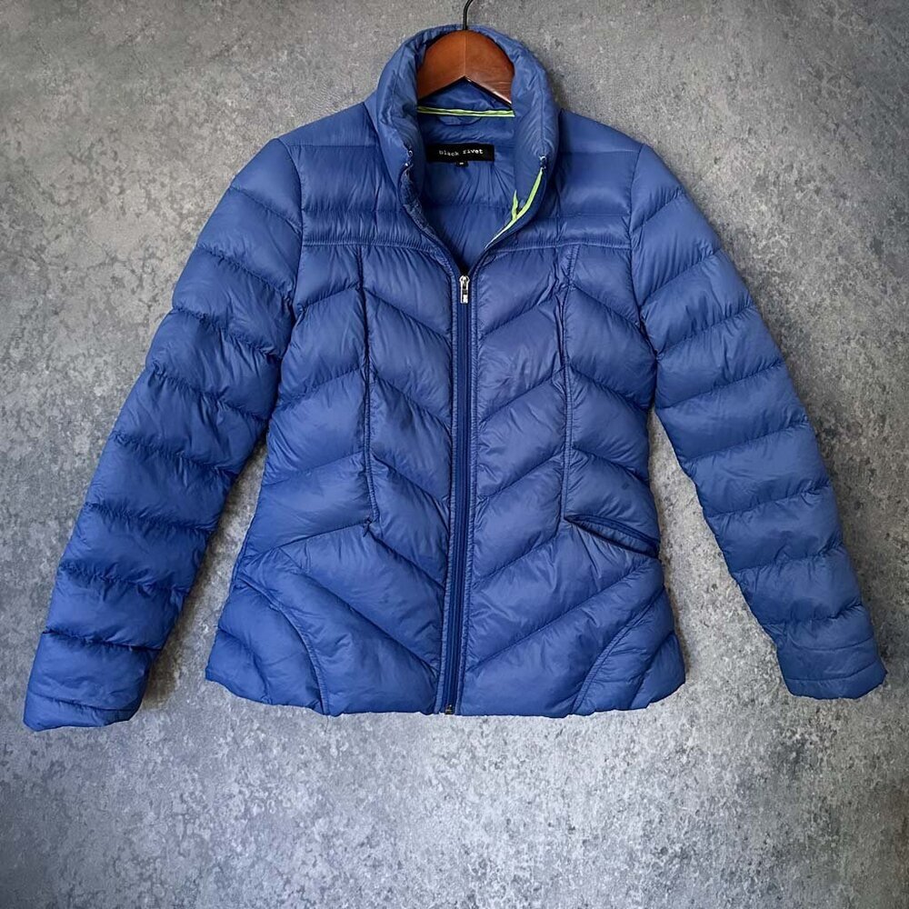 Black Rivet Unisex Blue Down Puffer Jacket, M